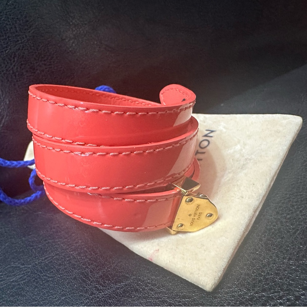 Louis Vuitton vermis pink wrap bracelet with gold tone clasp brand new